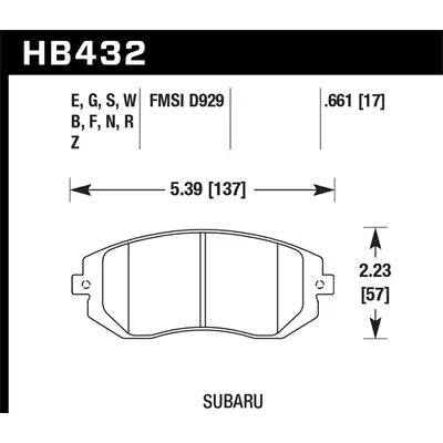 Hawk Subaru WRX első fékbetét HPS, 2003-2005, 2008-2010,  HB432F.661